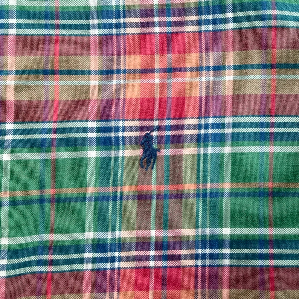 Ralph Lauren Button Down Mens XL Green Red Plaid Custom Fit Classic Preppy - Picture 8 of 10